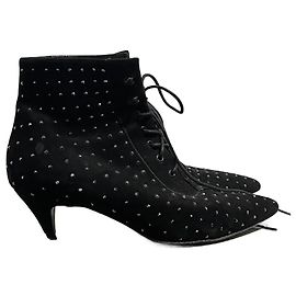 SAINT LAURENT Bottines T.EU 37 Suède Noir