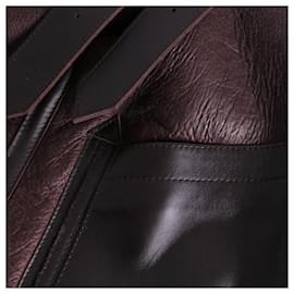 Balenciaga-BALENCIAGA - Balenciaga Aviator coat in brown leather and wool (T34)-Brown