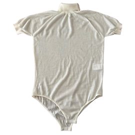 Alaïa Second skin mesh bodysuit with high collar Eggshell
