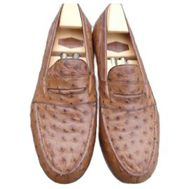mocassin jm weston cuir d autruche 9,5E  43,5 LARGE Marron clair
