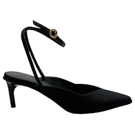 Lanvin-Lanvin Black Grosgrain Ankle Strap Pumps-Black