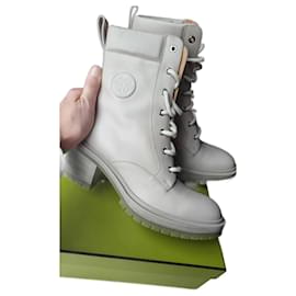 Hermès-Hermes Bridge Ankle Combat Boots, Size 40, New in Box-Beige