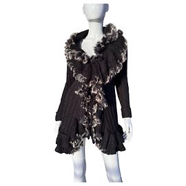 J.Crew Wollcardigan mit Fell Schwarz Schwarz