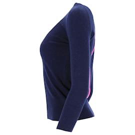 Diane Von Furstenberg- Diane Von Furstenberg Knitted Back Zipped Sweater in Navy Blue Wool-Blue,Navy blue