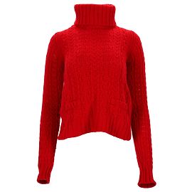Moncler Strickpullover mit Rollkragen aus roter Wolle Rot