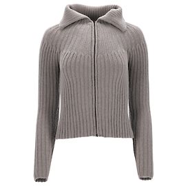 Suéter de lã cinza com zíper Max Mara Weekend Cinza