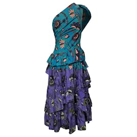 Ulla Johnson- Ulla Johnson Ondine Floral Ruffled Midi One-shoulder Dress in Multicolored Cotton-Multiple colors