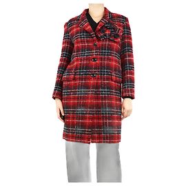 Ermanno Scervino Roter Karomantel - Größe UK 10 Rot