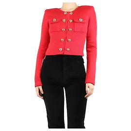 Self portrait Red Heart-buttoned knit cardigan - size S Red