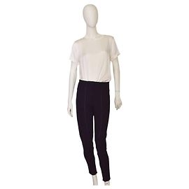 Fendi Black Viscose Paneled Leggings Pants Black