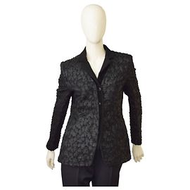 Dries Van Noten Black Tweed Wool Blazer Jacket Size 40 Black