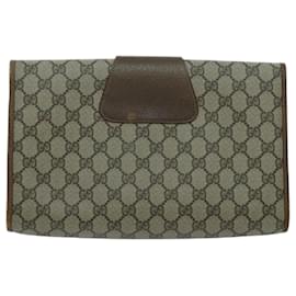 Gucci-GUCCI GG Supreme Web Sherry Line Clutch Bag PVC Beige Red 89 01 031 Auth ep6161-Red,Beige
