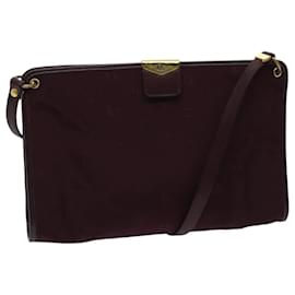 Christian Dior-Christian Dior Shoulder Bag Nylon Leather Wine Red Gold Auth ep6143-Golden,Dark red