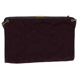 Christian Dior-Christian Dior Shoulder Bag Nylon Leather Wine Red Gold Auth ep6143-Golden,Dark red