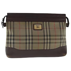 Autre Marque-Burberrys Nova Check Clutch Bag Canvas Beige Auth bs19102-Beige