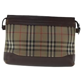 Autre Marque-Burberrys Nova Check Clutch Bag Canvas Beige Auth bs19102-Beige