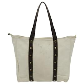 Louis Vuitton-LOUIS VUITTON Antigua Cabas GM Tote Bag White Dark Brown M40033 LV Auth bs19171-White,Dark brown