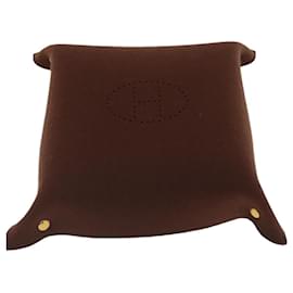 Hermès-HERMES Vid Posh Tray Accessory Case Felt Gray Auth bs19152-Brown