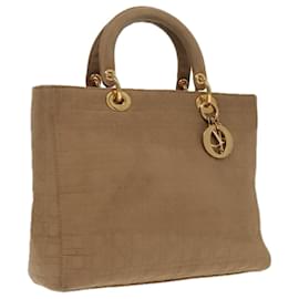 Christian Dior-Christian Dior Canage Hand Bag Nylon Beige Gold Auth fm3952-Beige,Golden