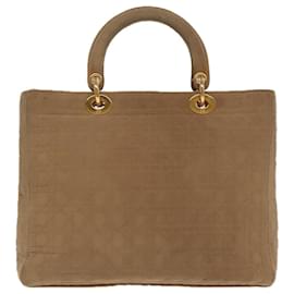 Christian Dior-Christian Dior Canage Hand Bag Nylon Beige Gold Auth fm3952-Beige,Golden