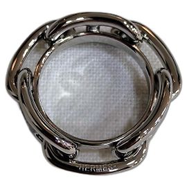 Hermès Schalring Silberfarben Metall Größe 62 Silber