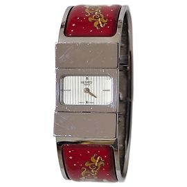 Relógio Hermès Loquet aço e esmalte vermelho Prata Vermelho