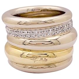 Pomellato-Pomellato ring, 'Tubolare', two golds and diamonds.-Other