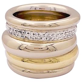 Pomellato-Pomellato ring, 'Tubolare', two golds and diamonds.-Other