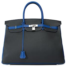 Hermès-HERMES Birkin 40 in Black Leather - 102188-Black