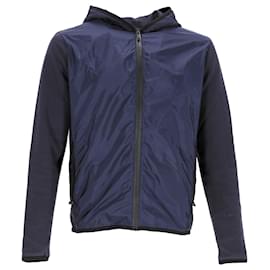 Prada-Prada Zipped Hoodie in Navy Blue Cotton and Nylon-Blue,Navy blue