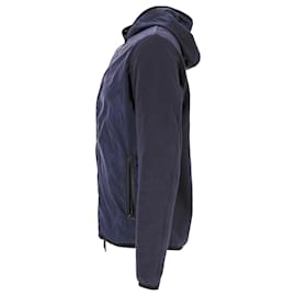 Prada-Prada Zipped Hoodie in Navy Blue Cotton and Nylon-Blue,Navy blue