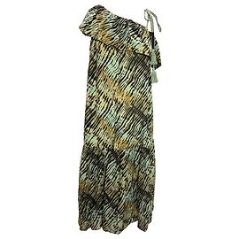 Ulla Johnson Daniela Asymmetric Printed Midi Dress in Multicolor Cotton Other