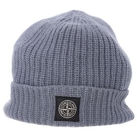 Grau Wollmütze mit Stone Island Kompass-Patch Grau