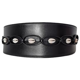 Alaïa Alaia black leather belt with cowrie shells Black