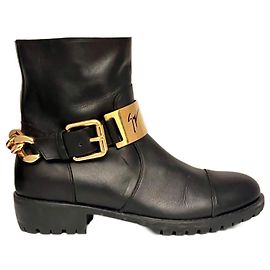 Giuseppe Zanotti Brooke Biker Boots Black Gold hardware