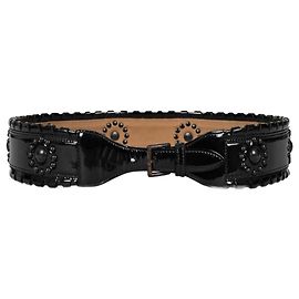 Alaïa Alaia schwarze lackledernieten Gürtel Schwarz