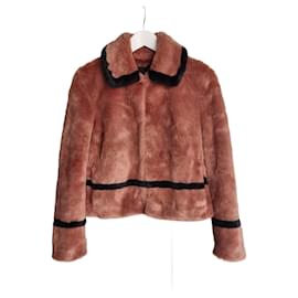 Autre Marque-Ainea pastel pink teddy faux fur coat-Pink