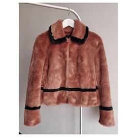 Autre Marque-Ainea pastel pink teddy faux fur coat-Pink