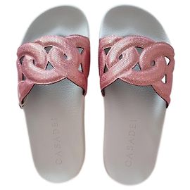 Casadei pink rubber slides/sandals Pink White