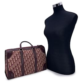 Dior-Christian Vintage Burgundy Logo Monogram Oblique Satchel Bag-Dark red