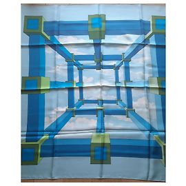 Bufanda Hermès titulada 'Perspectiva' 90 cm - Estado cercano a Nuevo Azul