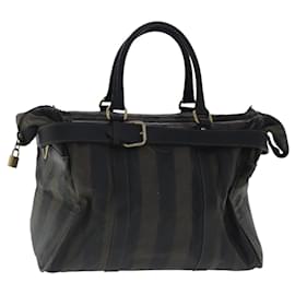 Fendi-Sac Boston en toile Pecan FENDI marron noir or Auth bs19073-Marron,Noir,Doré