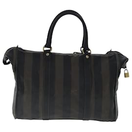 Fendi-Sac Boston en toile Pecan FENDI marron noir or Auth bs19073-Marron,Noir,Doré