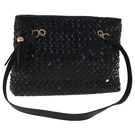 BALLY Sac à épaule en cuir verni noir et or Auth 97194 Noir Doré