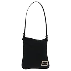 Fendi-FENDI Shoulder Bag Nylon Black Silver Auth ep6063-Black,Silvery