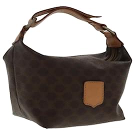 Céline-CELINE Macadam Canvas Hand Bag PVC Leather Gold Brown Auth 95581-Brown,Golden