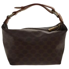 Céline-CELINE Macadam Canvas Hand Bag PVC Leather Gold Brown Auth 95581-Brown,Golden