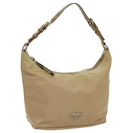 Prada-PRADA Accessory Pouch Nylon Beige Silver Auth 96069-Silvery,Beige