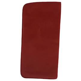 Chanel-CHANEL Sunglass Case Leather Red CC Auth bs19060-Red