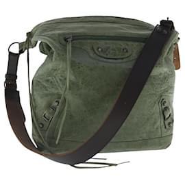 Balenciaga-BALENCIAGA The Day Shoulder Bag Leather Green 141175 Auth bs19094-Green